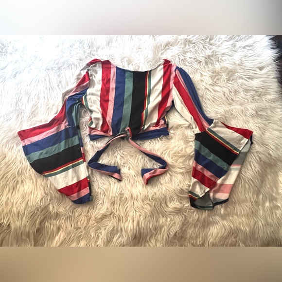 Funky Disco Bell Sleeve Crop Top - Picture 2 of 2